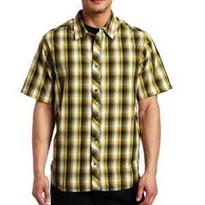 prAna  Milo Pearl Snap Short Sleeve organic‎ cotton Shirt Men's Size M